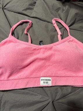 Steve Madden Soft Pink Terry Bralette with Adjustable Straps